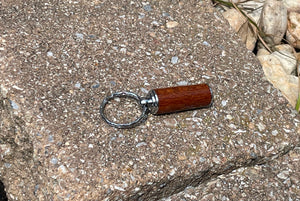Secret Pill Holder Keychain Leopard Wood