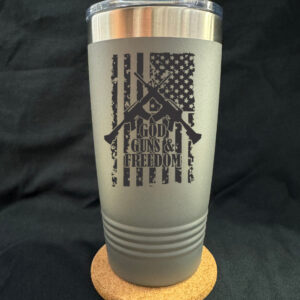 God Guns and Freedom Flag 20oz Tapered Cup